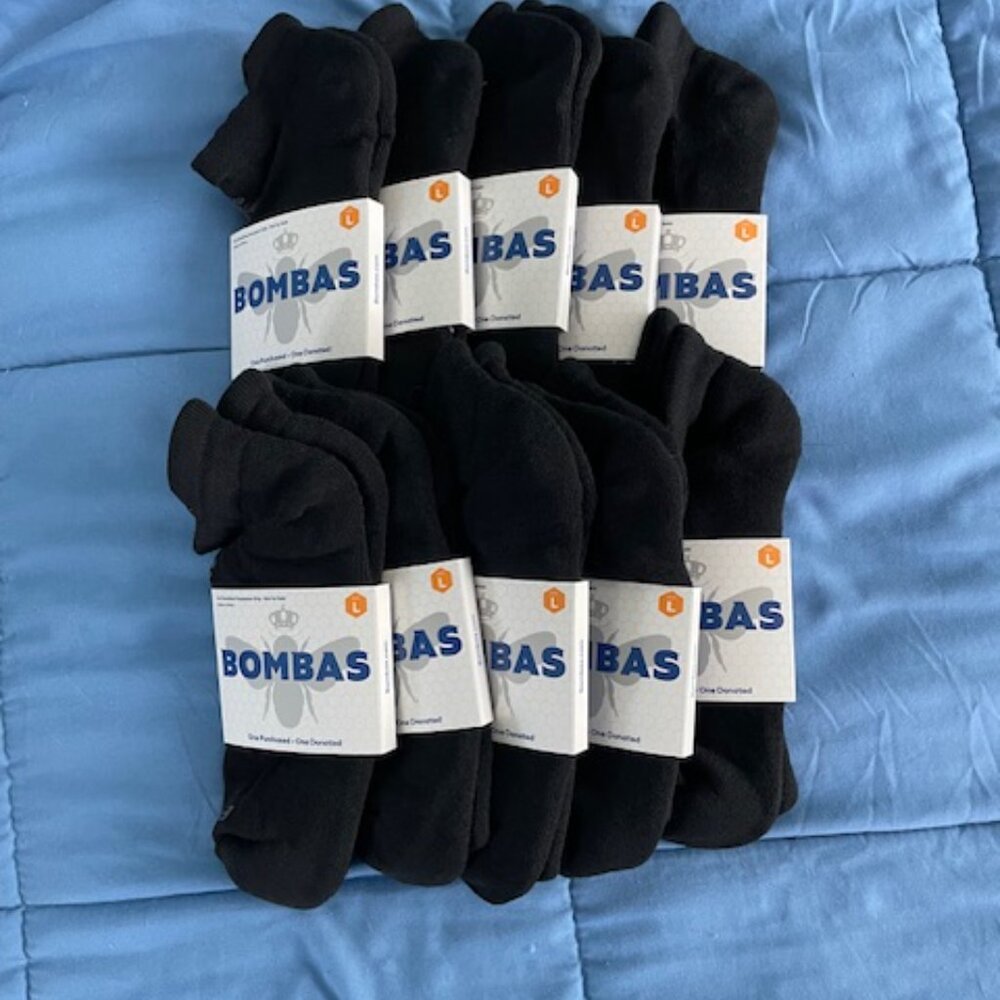 Large Bombas Ankle Socks x 10 pairs BUNDLE Black NEW LOT UNISEX MENS ATHLETIC - Picture 2 of 10